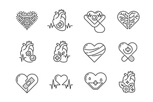 Heart cardiology medical icons, a Healthcare Illustration by Vector Tradition