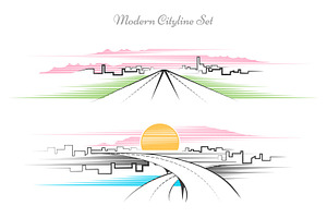 Modern Linear Cityscape Set