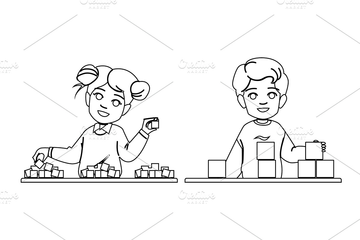 child playful learning kids vector, a Person Illustration by pikepicture