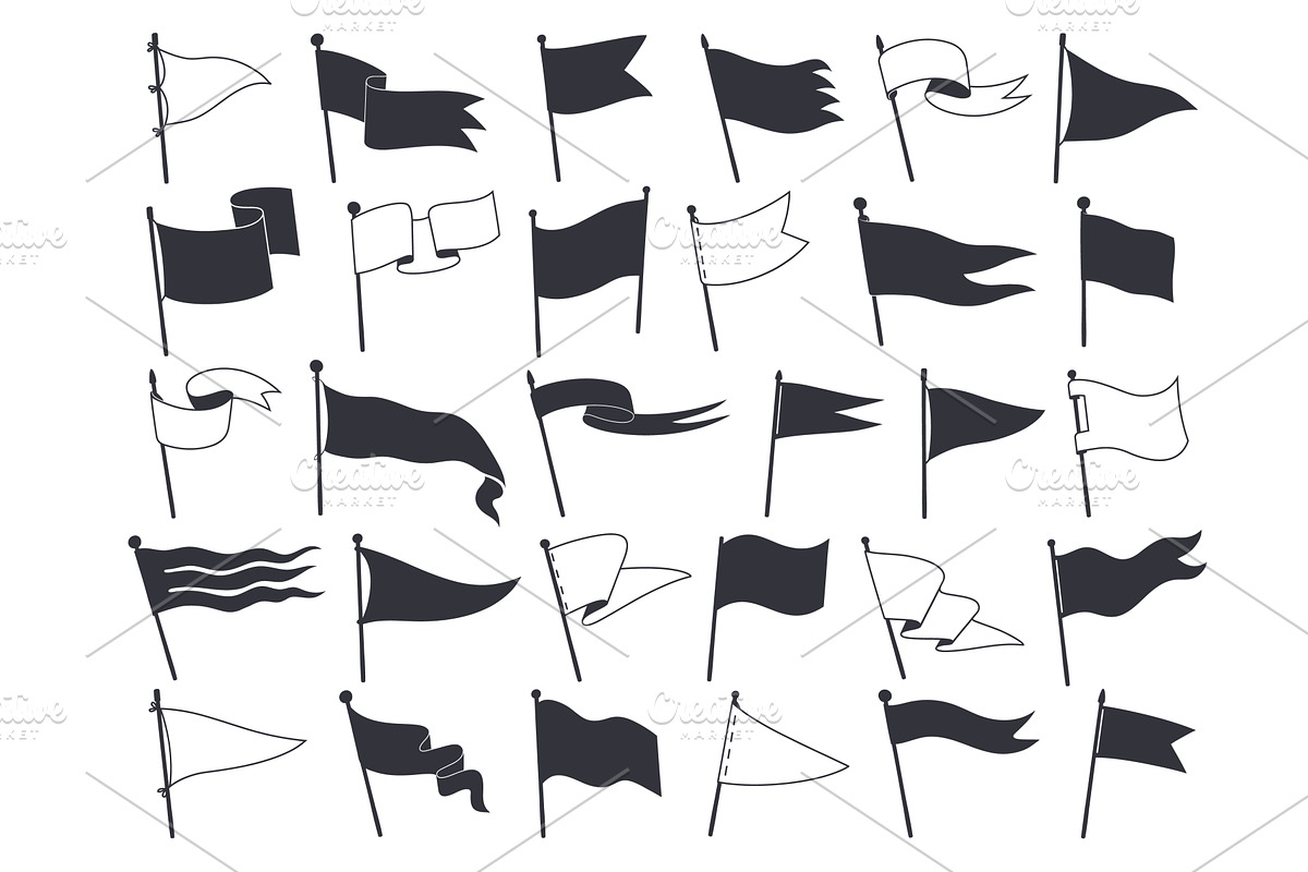 Isolated retro pennants, flags, an Object Illustration by Vector Tradition