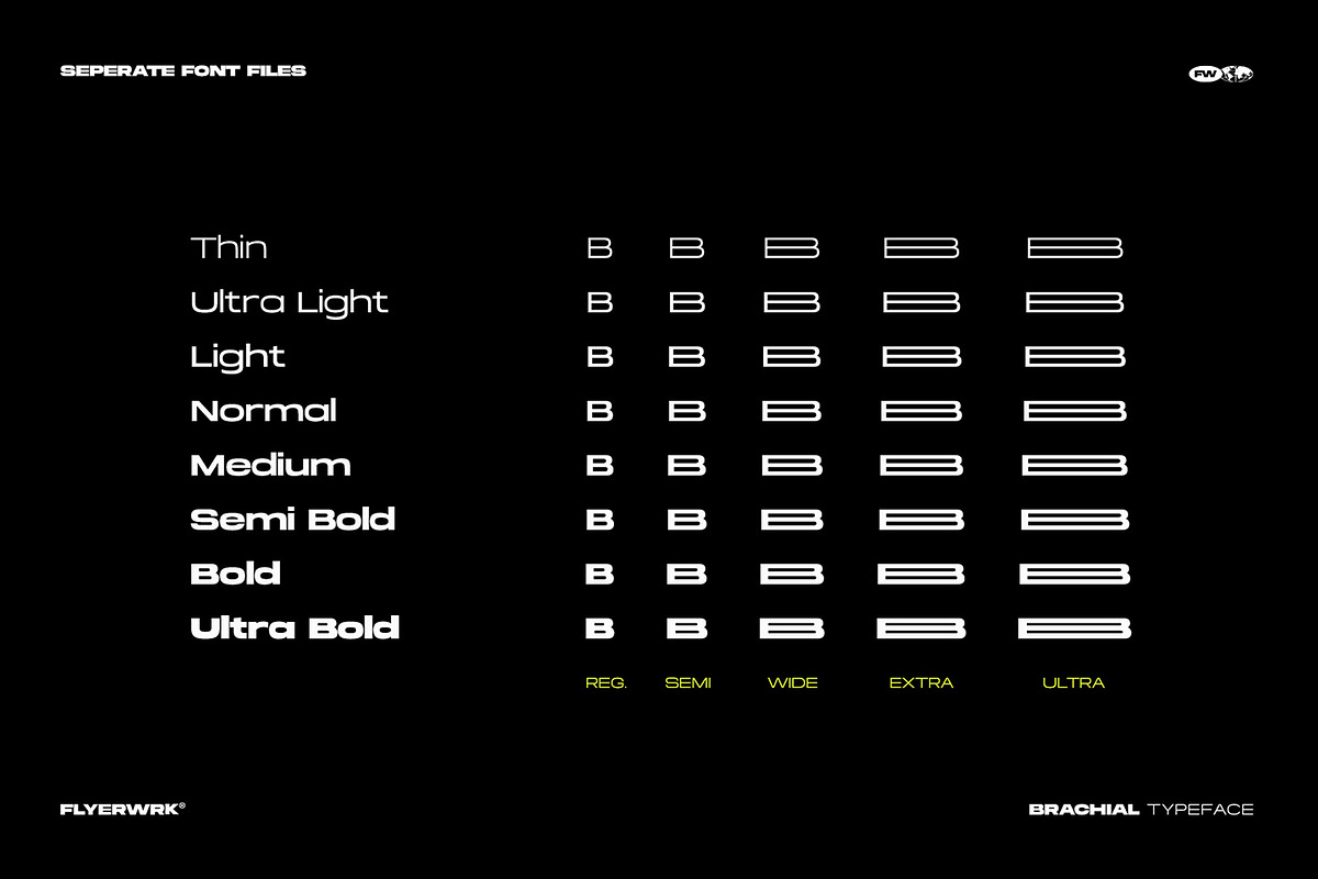Brachial - Ultra Wide Font, a Sans Serif Font by FLYERWRK (Photo 9 of 10)