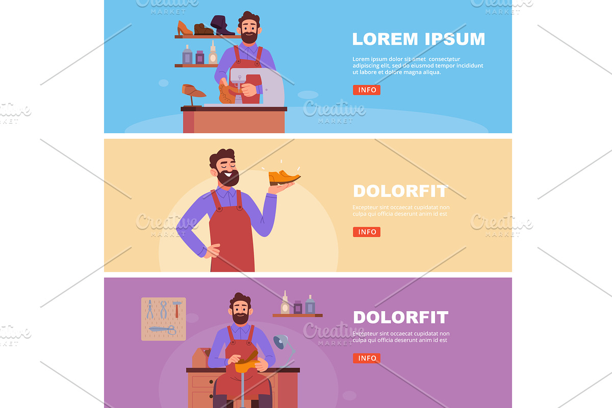 Shoemaker. banners with working, a Person Illustration by Onyx