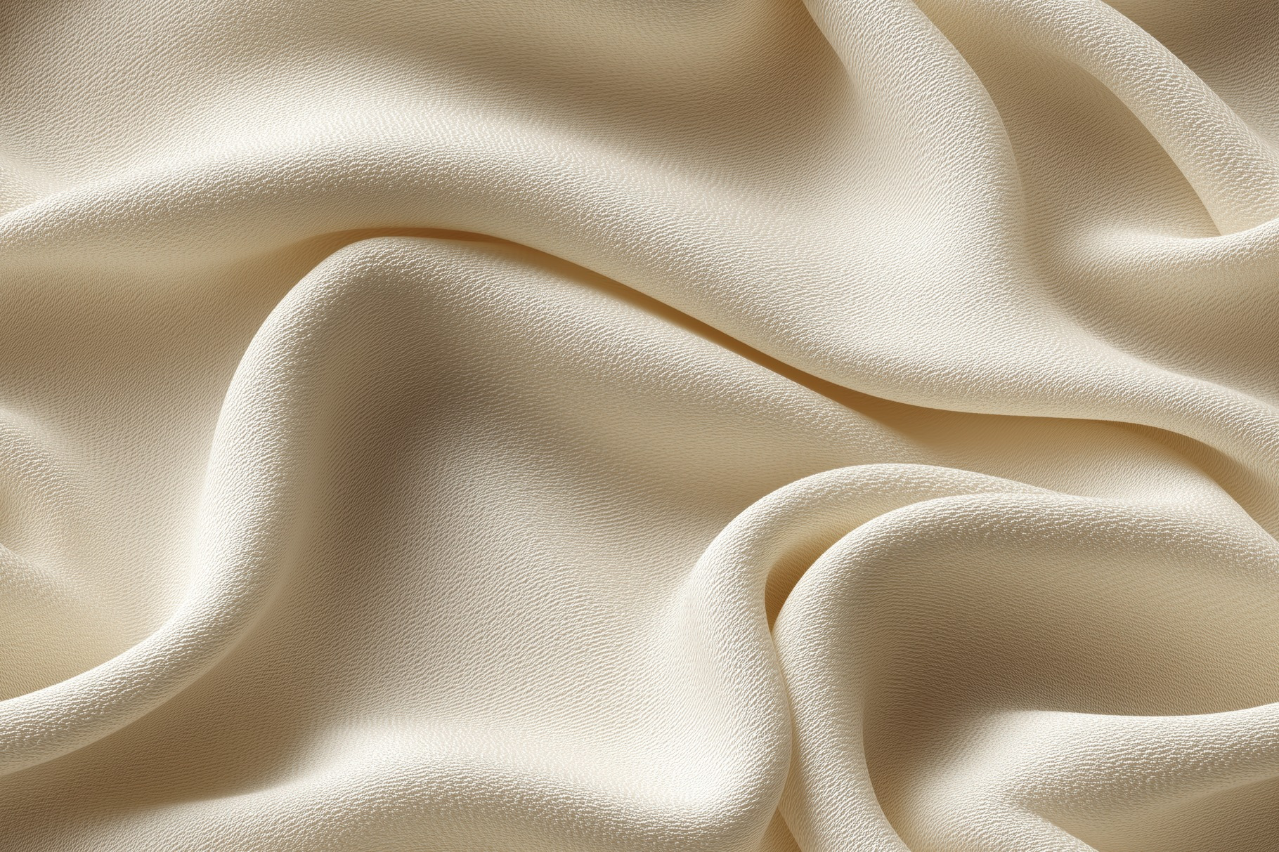 Close-up of smooth, cream-colored Matte Satin fabric with gentle folds ...