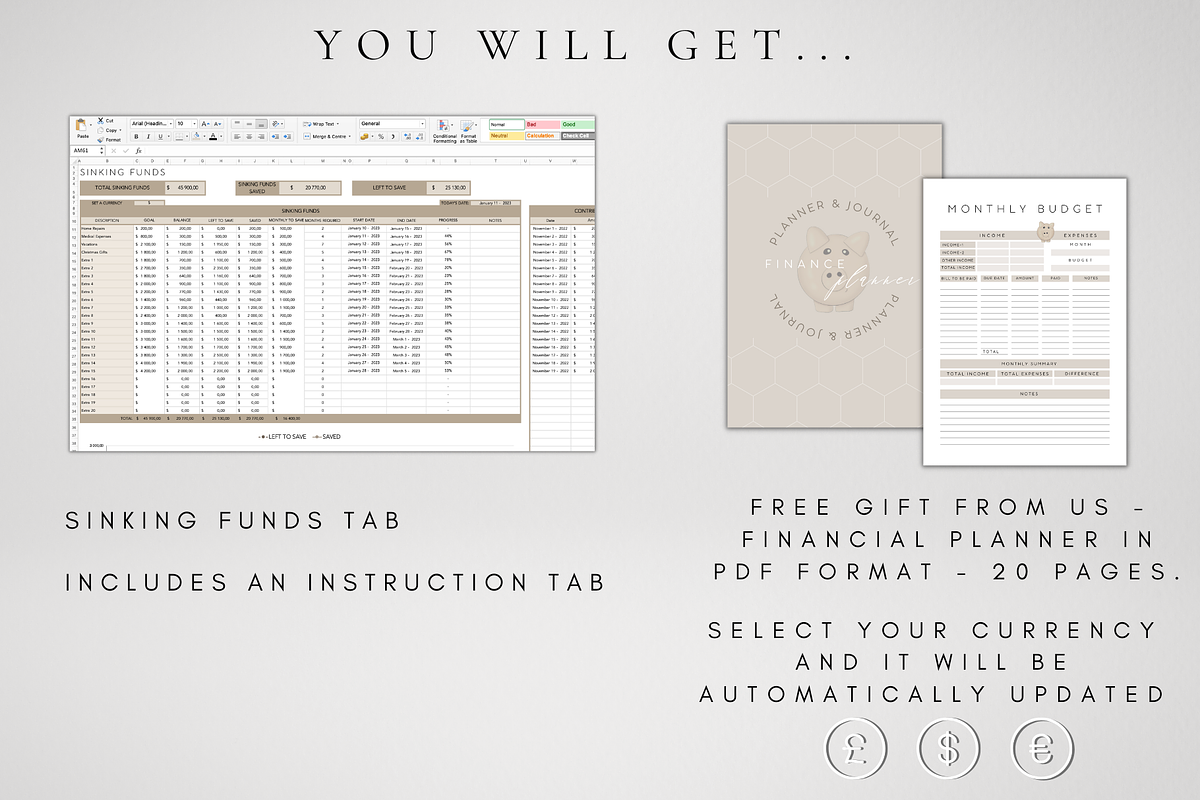 Digital Sinking Funds Excel Template, a Templates & Theme by BRANDcontent (Photo 6 of 6)