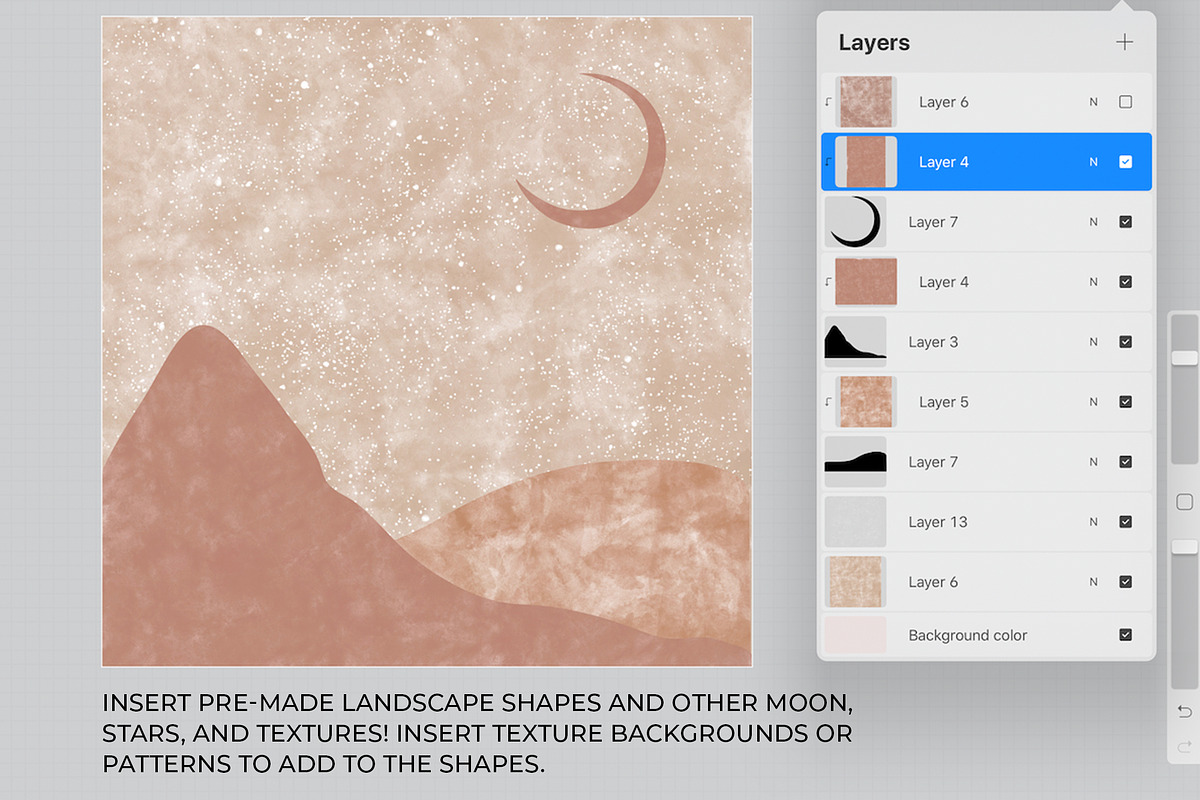 Procreate Boho Landscape Creator, a Shape Add-On by The Gypsy Goddess (Photo 2 of 11)