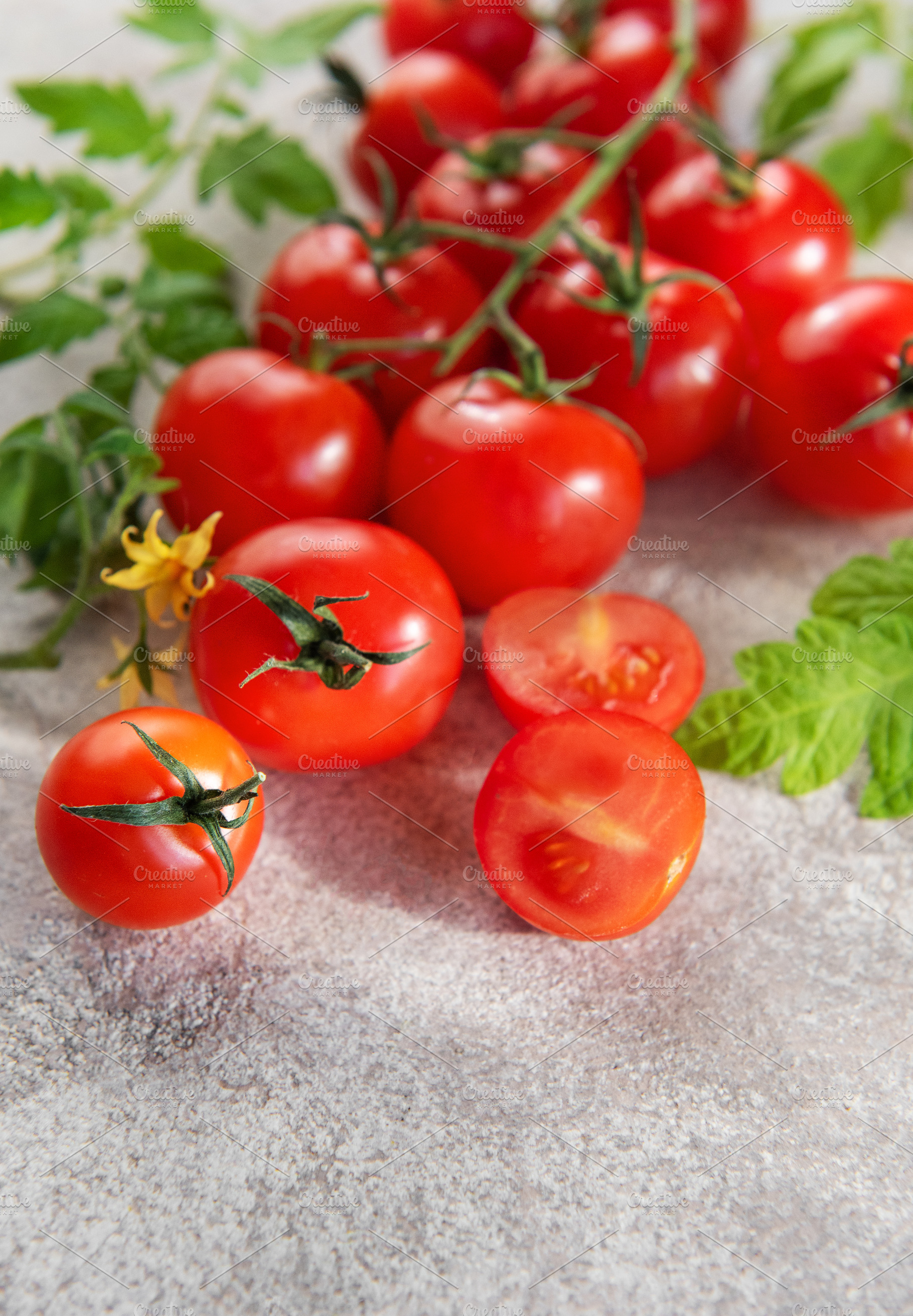 Fresh cherry tomatoes, healthy organic nutrition for cooking, a Food & Drink Photo by Olena Rudo