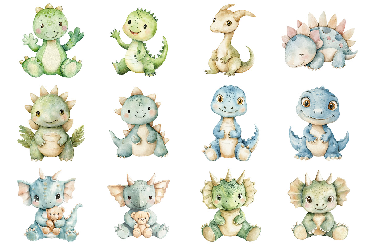 Dinosaur Nursery Baby Shower Clipart, a Seasonal Illustration by CitraGraphics (Photo 4 of 7)