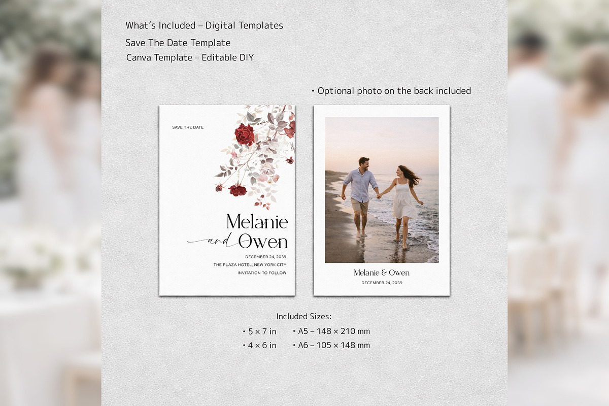 Burgundy Rose Save the Date CV bd013, an Invitation Template by TyphoonStudio (Photo 2 of 10)