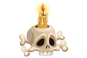 Skull Candle. Human Skull With A