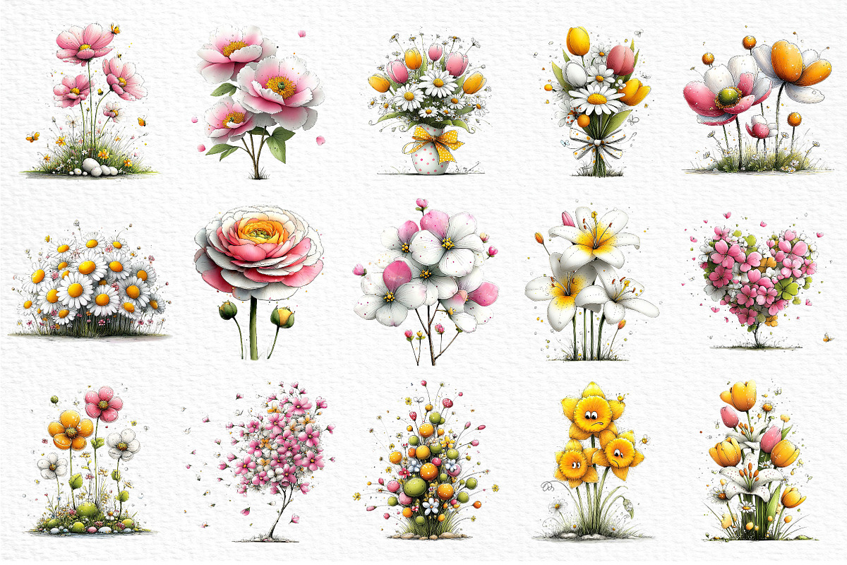 Whimsical Easter Flowers Clipart Png, an Illustration by Craft Nest (Photo 6 of 11)