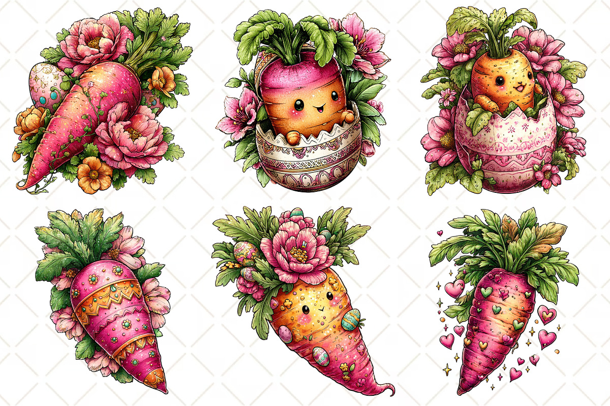 Whimsical Floral Easter Carrot, an Illustration by Black Bird Studio (Photo 5 of 6)