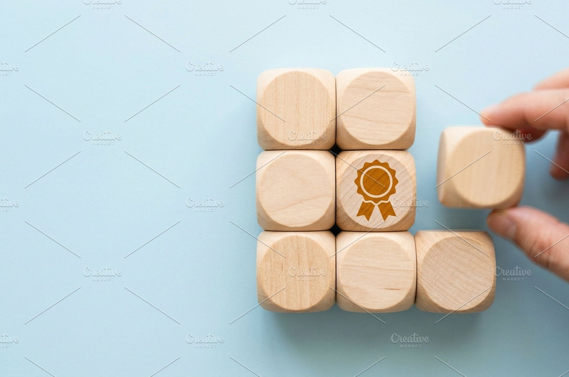 Wooden Blocks with Award Ribbon, a Background Photo by thepslr