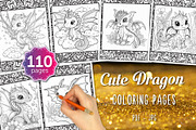 110 Cute Dragon Coloring Pages, an Animal Illustration by Blue Digital Studio (Thumbnail 1 of 5)