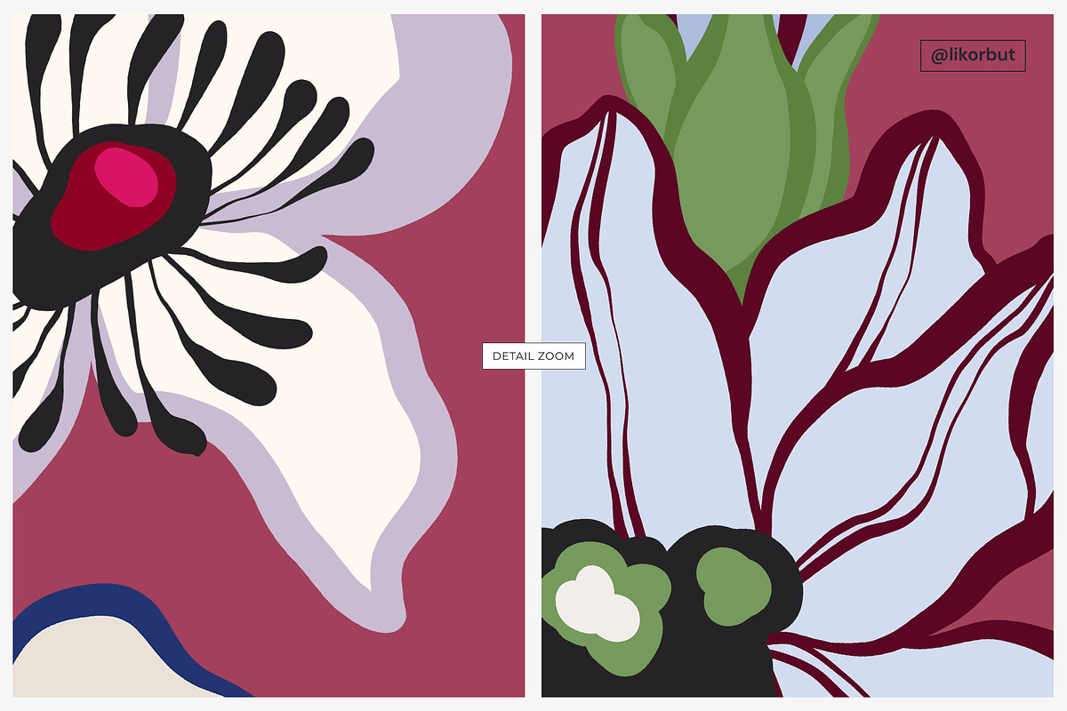 Bold Folk Naive Dark Floral Pattern, a Pattern Graphic by likorbut (Photo 10 of 14)