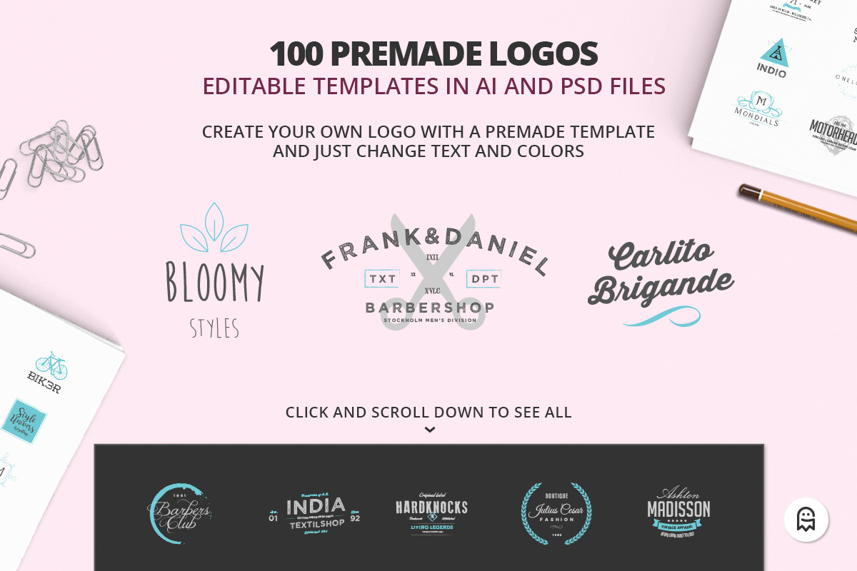Premium Set of 100 Logos #2, a Branding & Logo Template by Graphic Ghost (Photo 4 of 9)