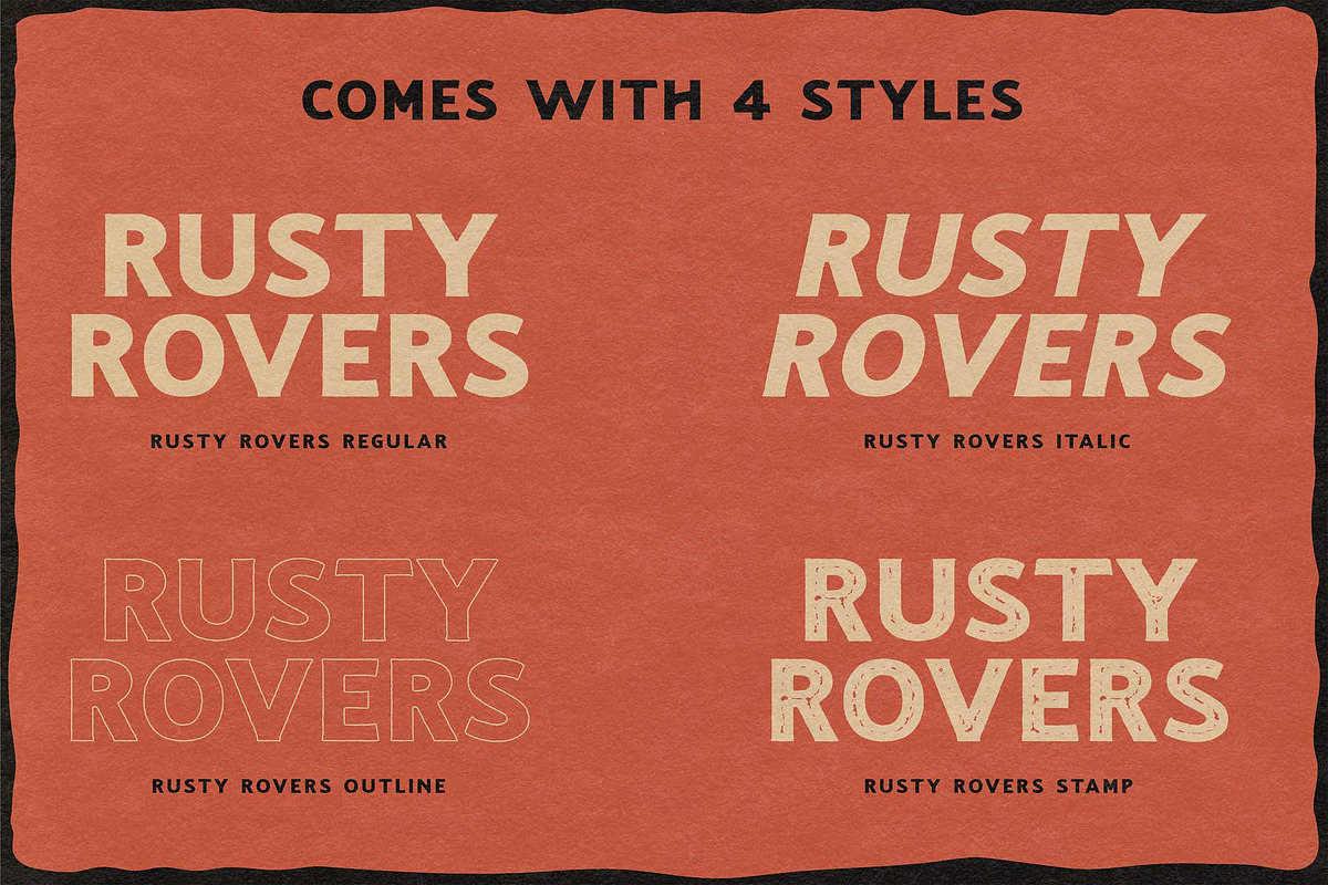 Rusty Rovers - Handdrawn Typeface, a Font by Krakenbox Studio (Photo 2 of 16)