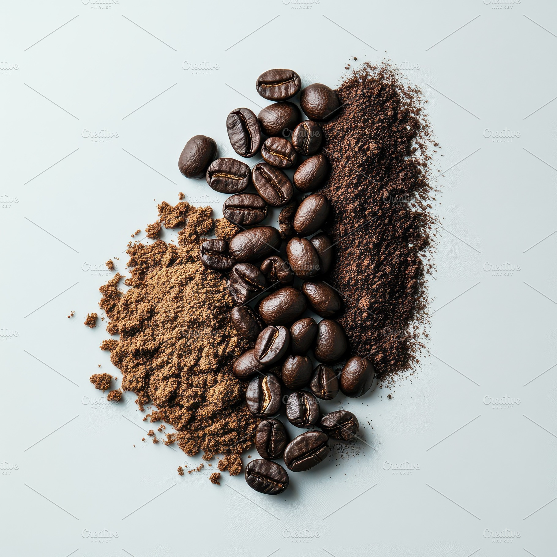 Coffee beans ground coffee and insta, a Food & Drink Photo by Pixeness Studio