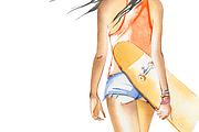 Watercolor summer clipart set, an Illustration by masha gross (Thumbnail 2 of 3)