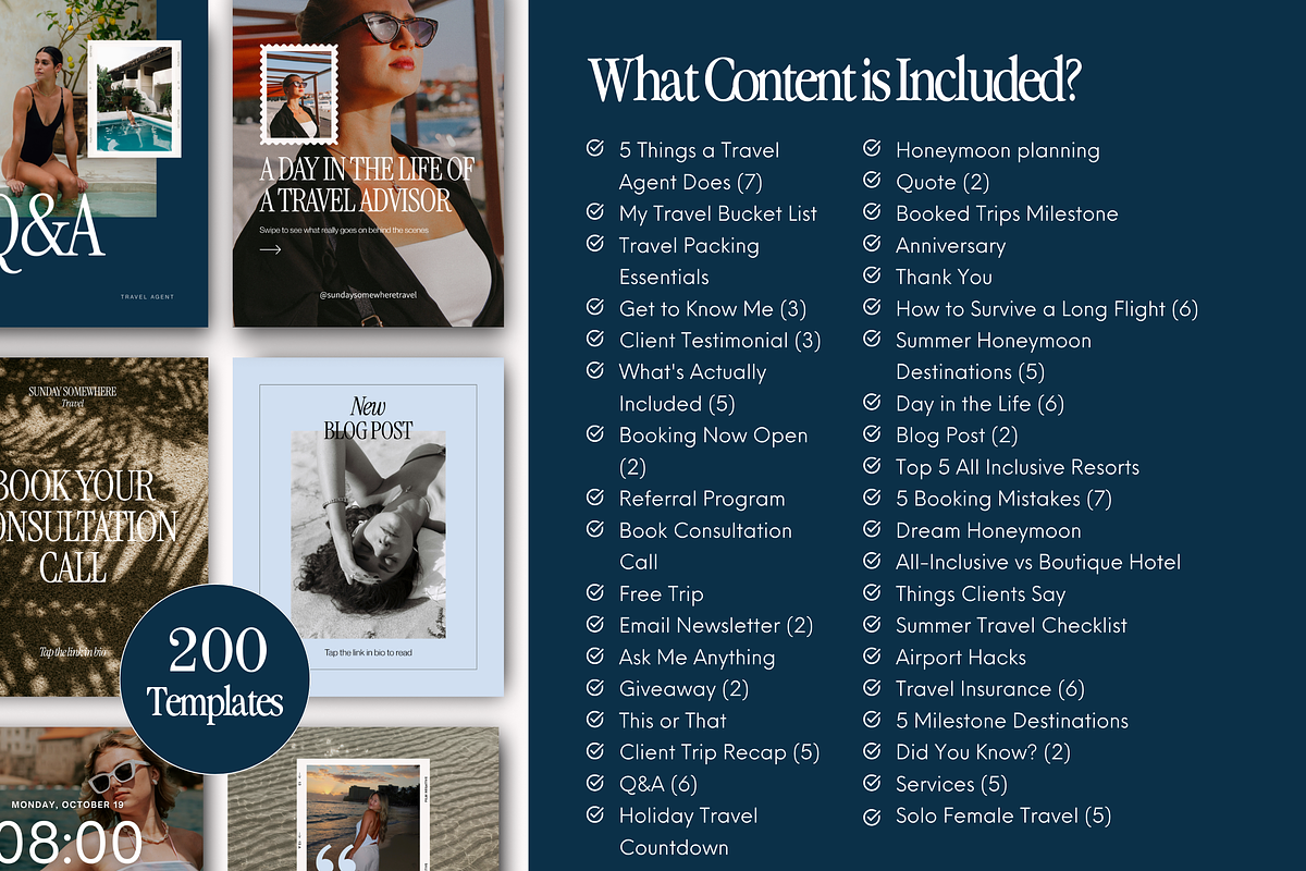 Travel Agent Instagram Templates, a Social Media Template by Warmsoulgallery (Photo 3 of 10)