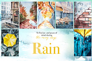 Watercolor Rain Clipart Set, a Seasonal Illustration by ArtCreationsDesign (Thumbnail 10 of 12)