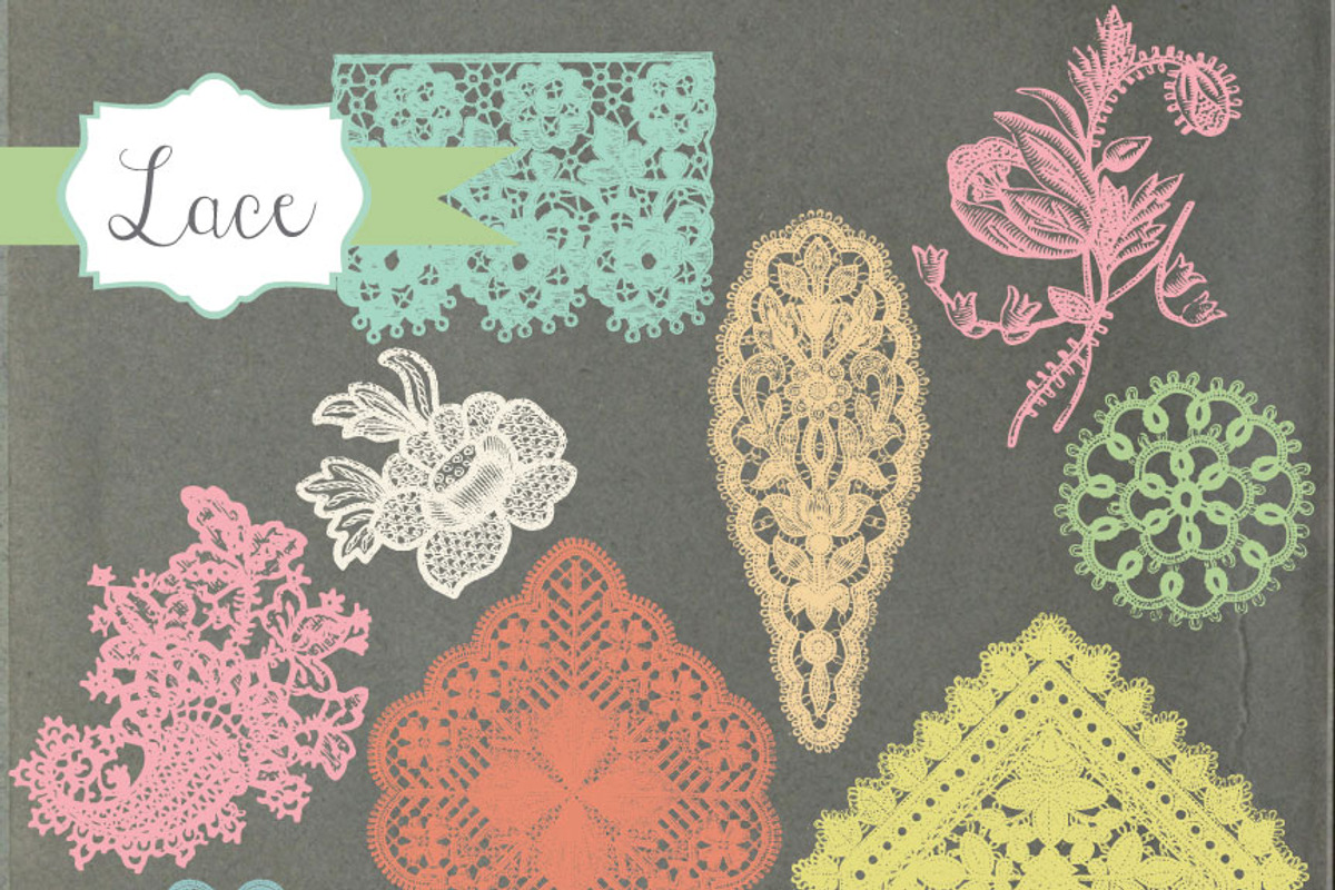 Vintage Lace Borders Clipart preview 3