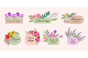 Floral labels. Decorative badges, an Illustration by Onyx