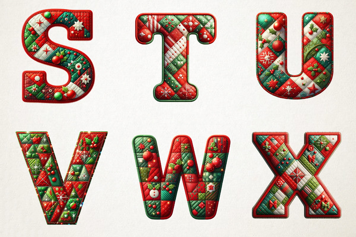 Christmas Patchwork Alphabet, an Illustration by RobertsArt