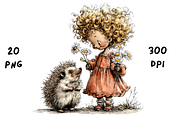 Whimsical Floral Girl & Hedgehog, an Animal Illustration by GiraffeCreative (Thumbnail 17 of 20)