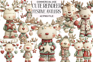 Cute Reindeer, Festive Antlers Clipa, an Illustration by Daily.Designs