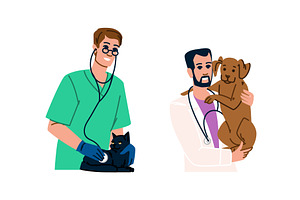 Veterinarian men performing pet, a Healthcare Illustration by pikepicture