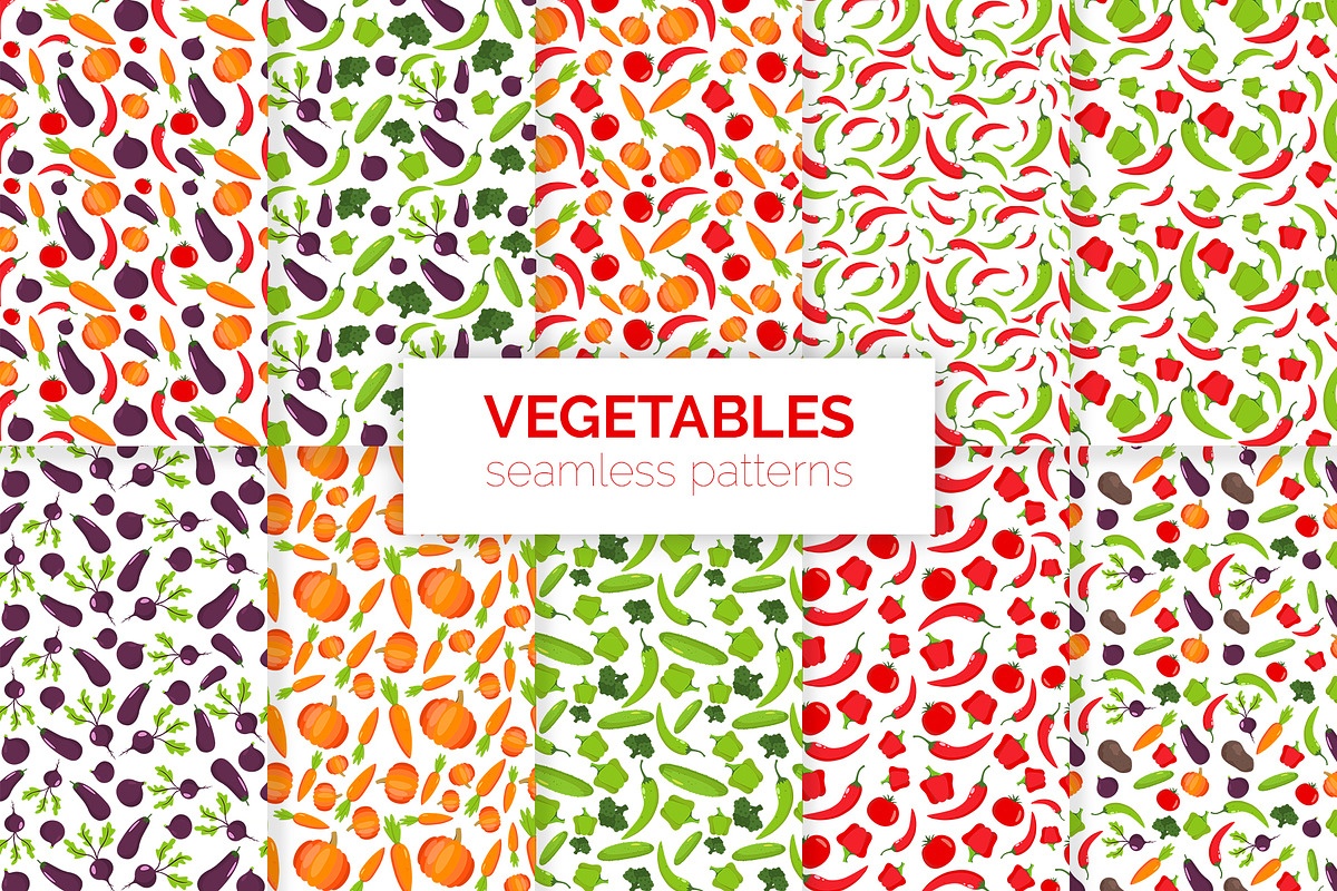 Vegetables Seamless Patterns, a Pattern Graphic by 3Y_Design (Photo 1 of 6)