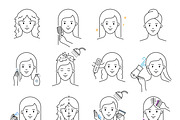 Skin and hair care icons, an Outline Icon by mayrum (Thumbnail 3 of 5)