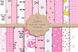 Pink Girly Digital Papers, Cute 119