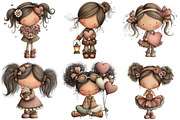 Whimsical Valentine Girl Clipart, an Illustration by Craft Nest (Thumbnail 7 of 9)