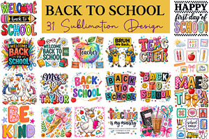 Back to School Sublimation Design, a Seasonal Illustration by DreamCafeArt