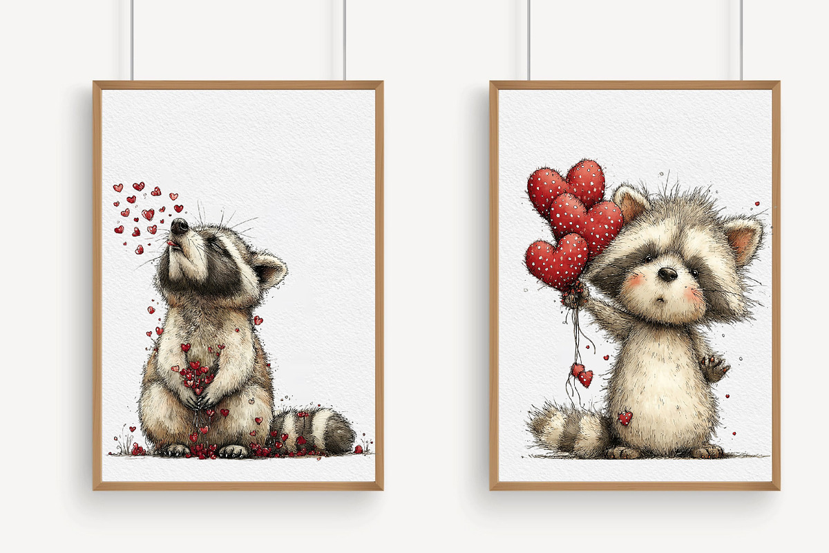 Valentine's Whimsical Raccoon Clipar, an Illustration by Libby Wishes (Photo 3 of 7)