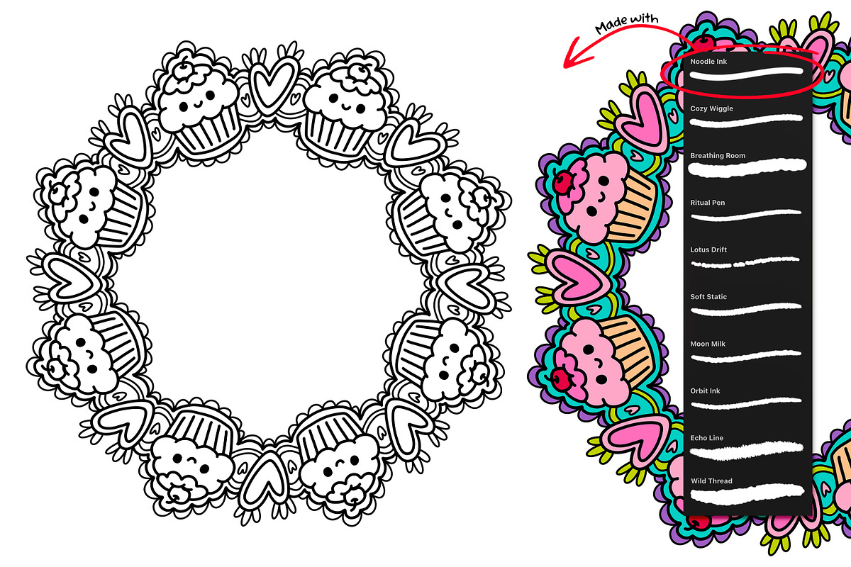 Wandering Mandala Procreate Inkers, a Brush Add-On by Heather Green Designs (Photo 3 of 13)