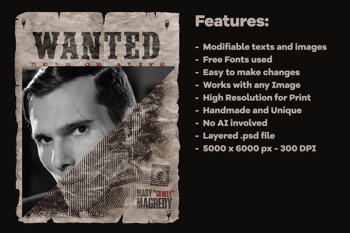 Old Wild West Wanted Poster Template preview 5