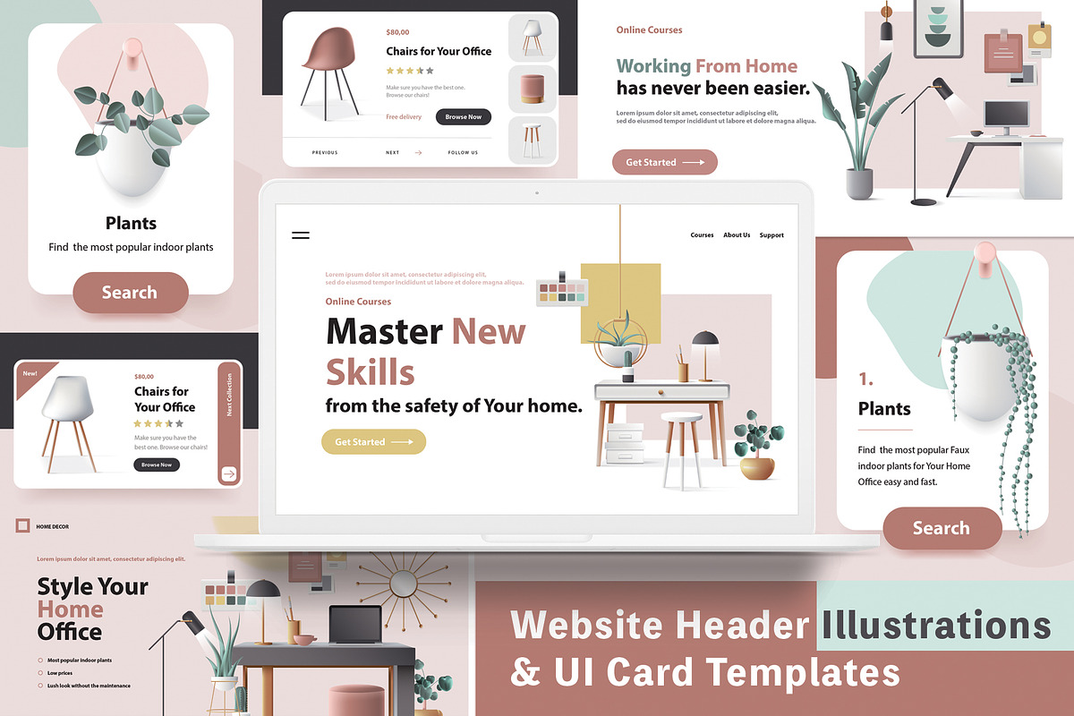 Website Header Illustrations-UI Kit, a Landing Page Template by Polar Vectors (Photo 1 of 18)