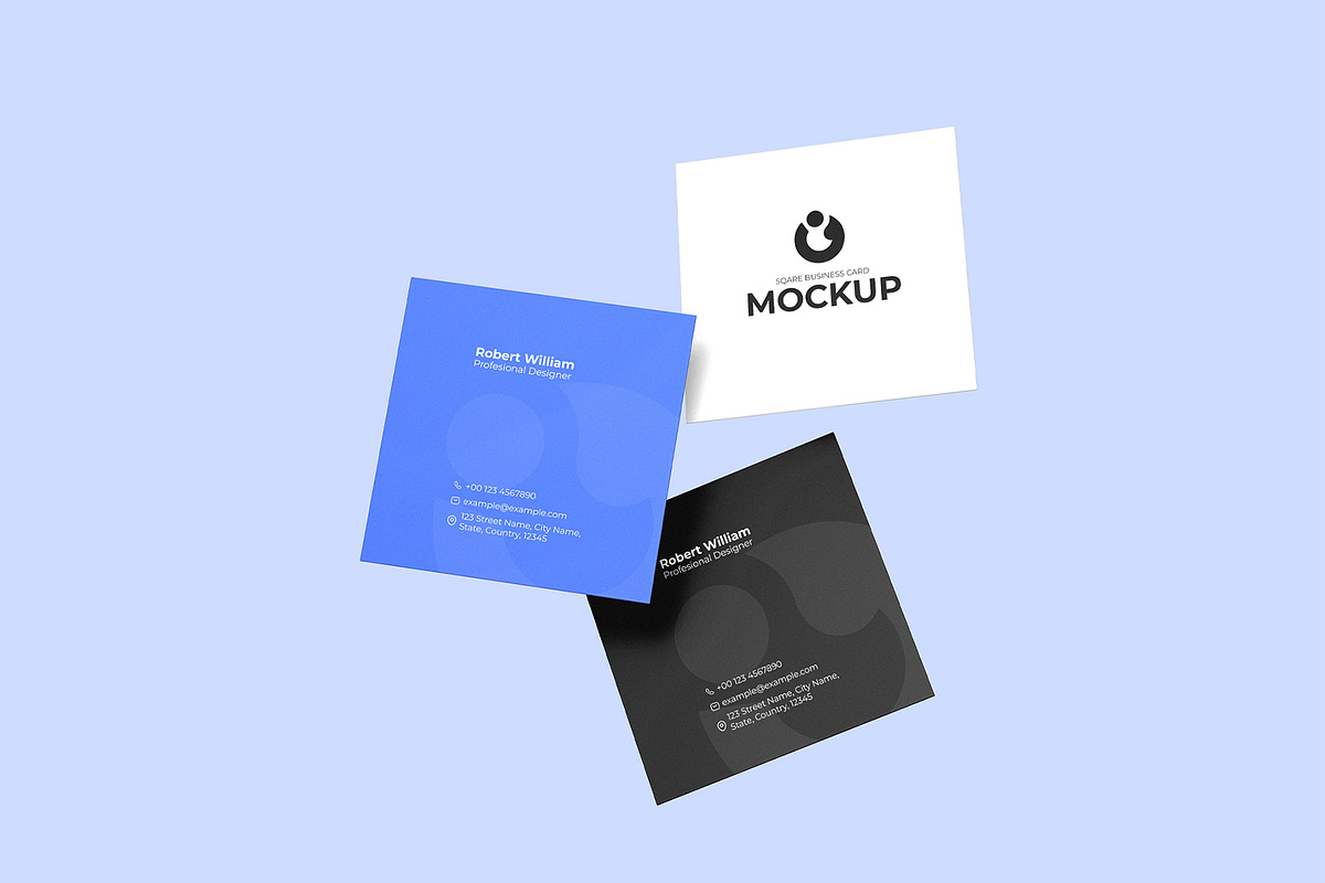 Square Business Card Mockup Bundle, an Advertising Mockup by graphypix (Photo 13 of 14)
