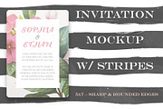 Invitation Mockup w/ Stripes, a Print Template by Hype Your Prints (Thumbnail 1 of 3)