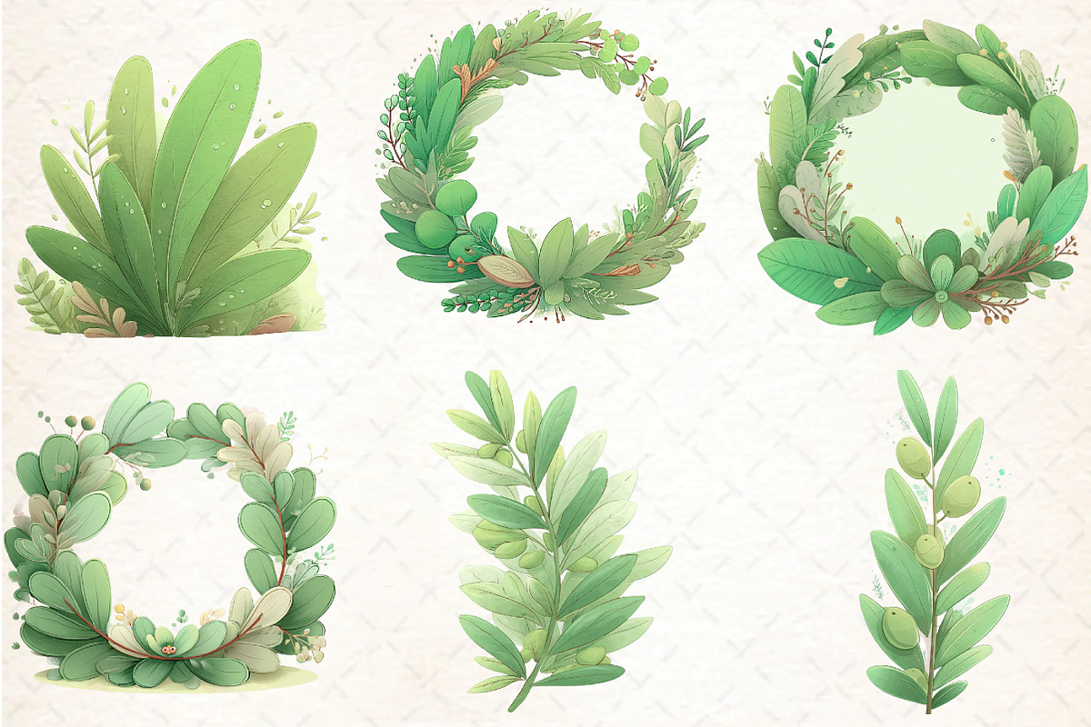 Watercolor Foliage Clipart Bundle, an Illustration by DreamCafeArt (Photo 2 of 6)
