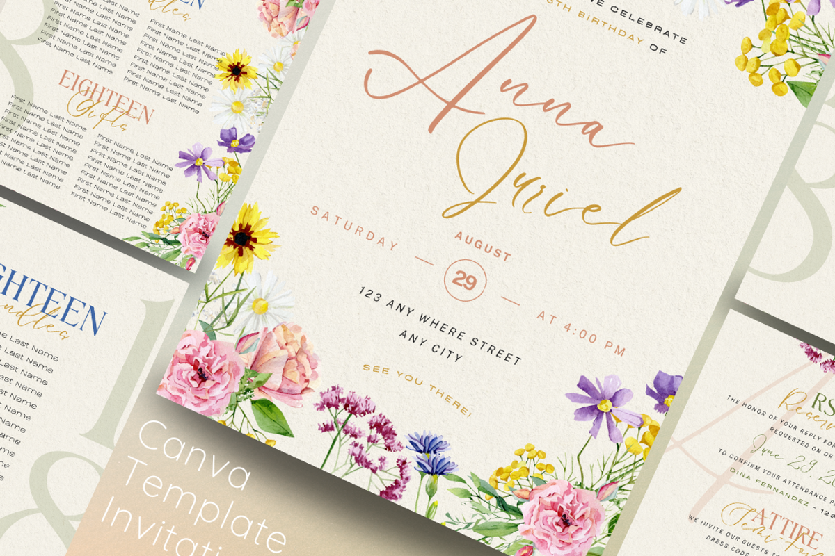 FLORAL | Canva Invitation Template, a Social Media Template by AA Designs (Photo 1 of 3)