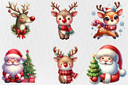 Santa & Reindeer Christmas Clipart, an Illustration by Rose Art (Thumbnail 2 of 4)