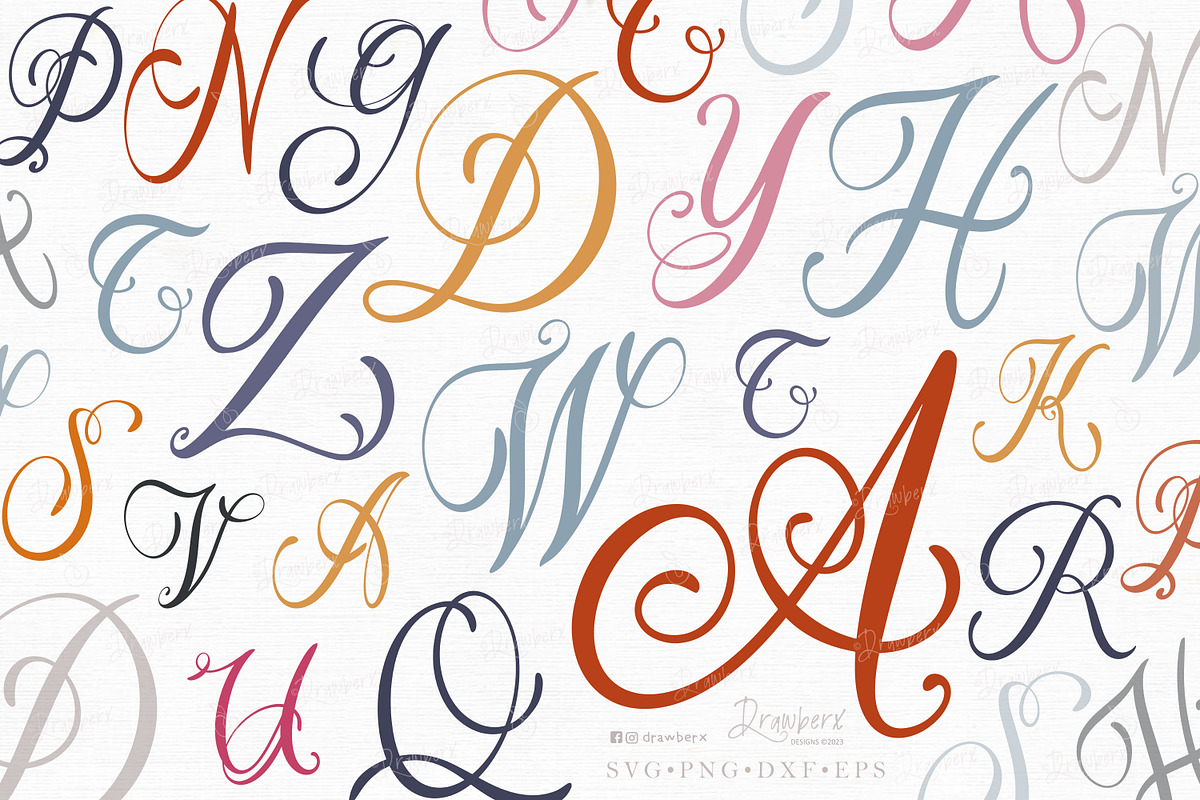 Cursive Letters Fancy Alphabet 047, a Graphic by Drawberx