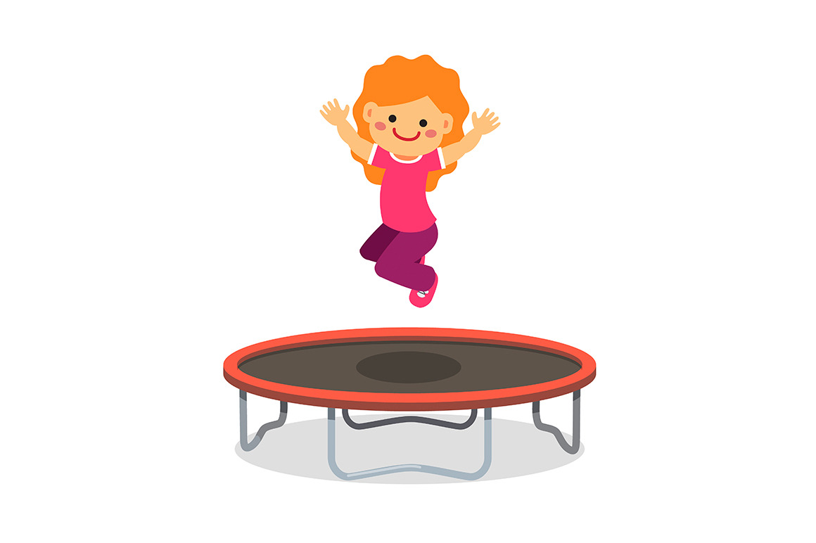 Happy girl jumping on trampoline, an Education Illustration by ...