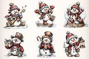Christmas Whimsical Snowman Clipart, an Illustration by Dream Creation (Thumbnail 3 of 7)