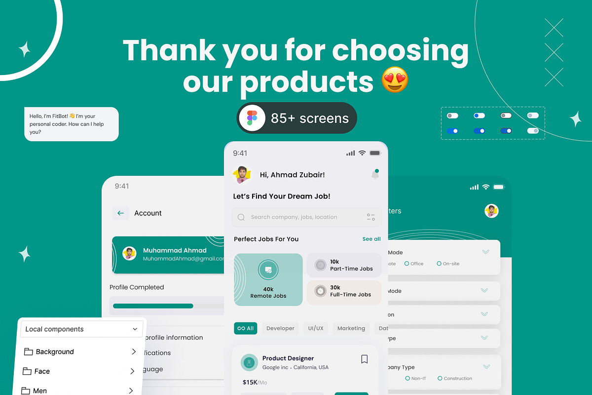 Job Finder Mobile App UI KIT, an UI Kit Template by Muhammad_Ahmad (Photo 6 of 6)