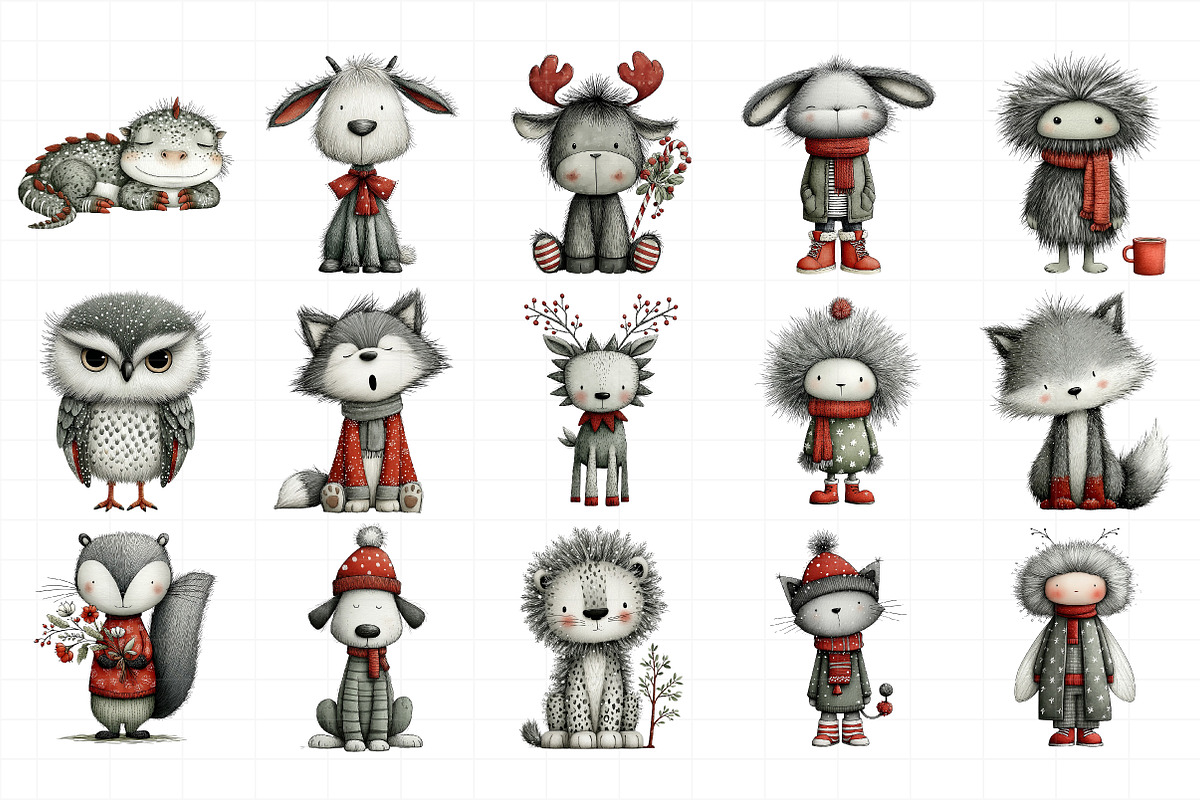 Winter Whimsy Creatures Clipart Bund, an Illustration by Daily.Designs (Photo 3 of 5)