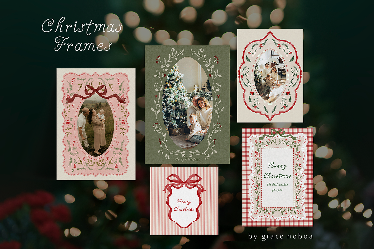 Christmas holiday frames backgrounds, a Background Graphic by Grace Noboa Illustrations (Photo 3 of 13)